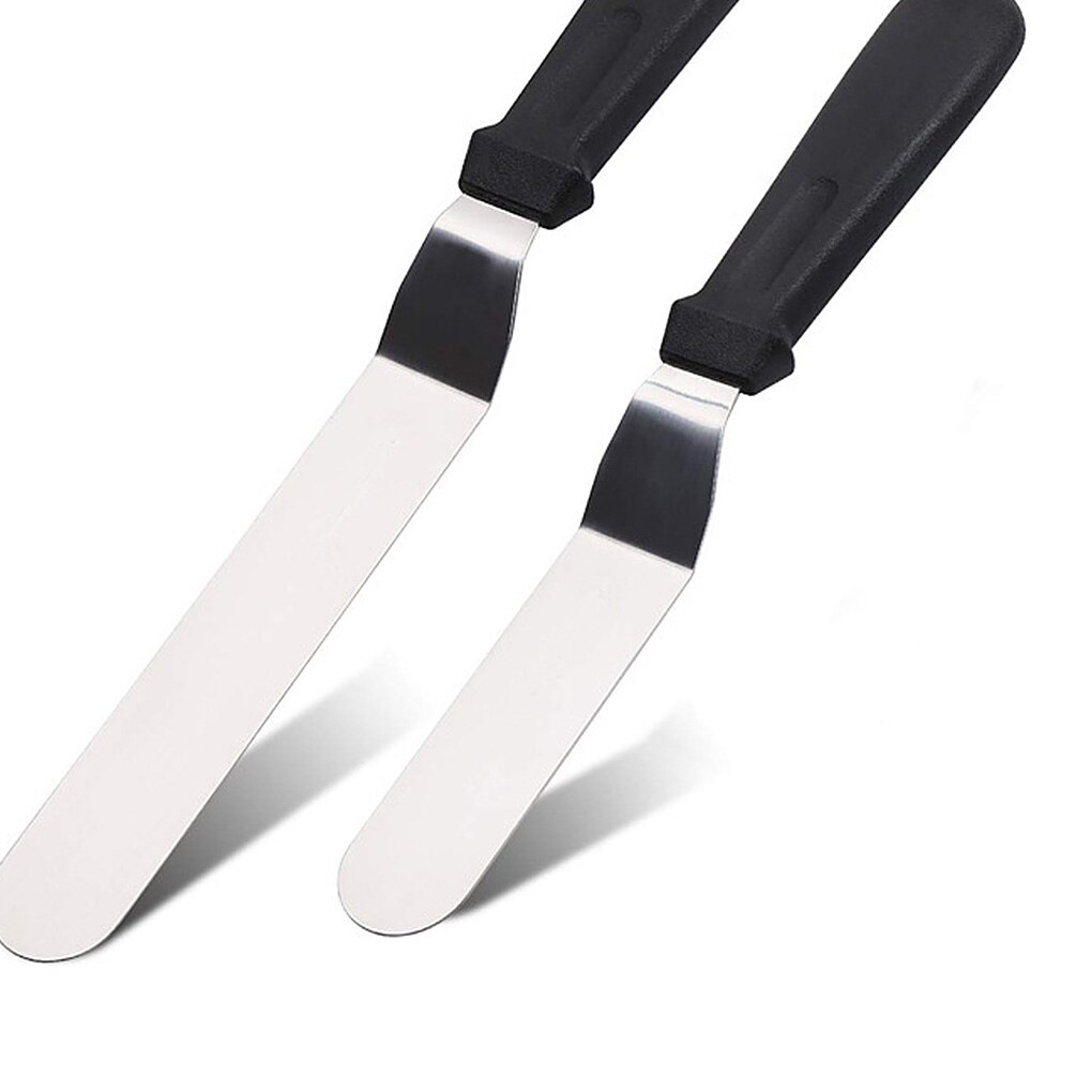 Offset Spatula with Plastic Handle - Cake Decorating Tools - 6", 8" & 10" Stainless Steel Cake Utensils Spatula