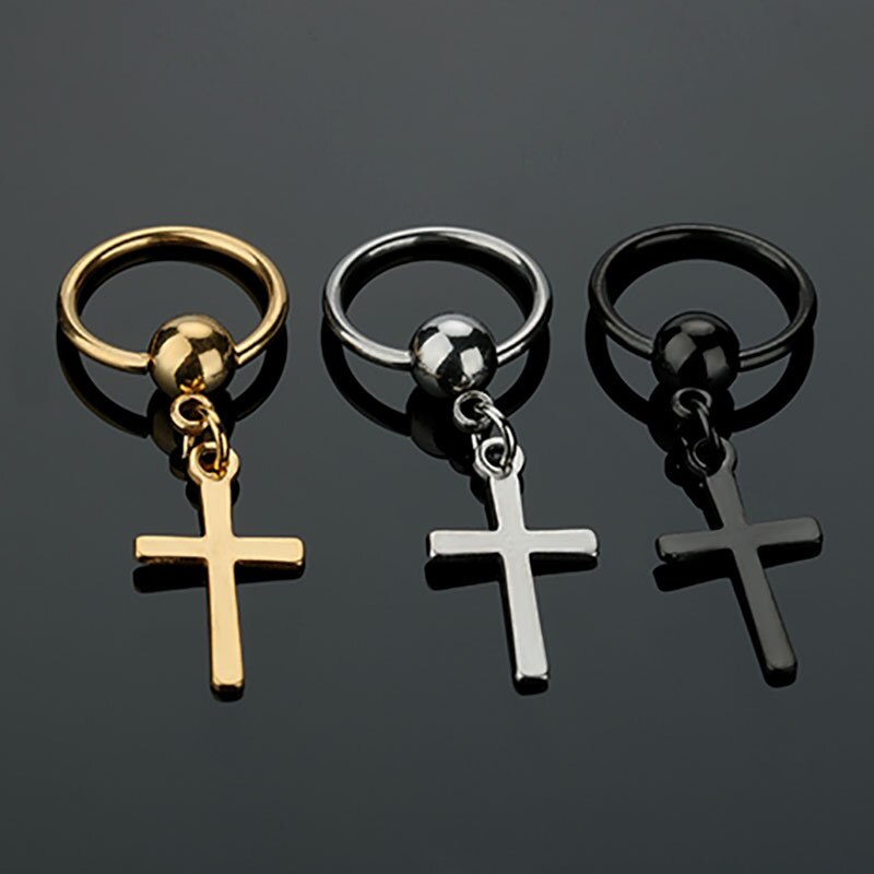 1 Pairs Hip-Hop Cross Earrings Stainless Steel Dangle Earring for Men Boy Punk Male Jewelry