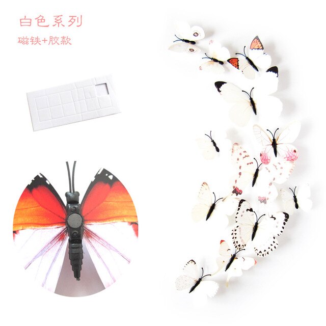 12PCS/Lot Garden Colourful Butterfly Decorative Stakes Wind Spinners Garden Decorations Simulation Butterfly: Gold