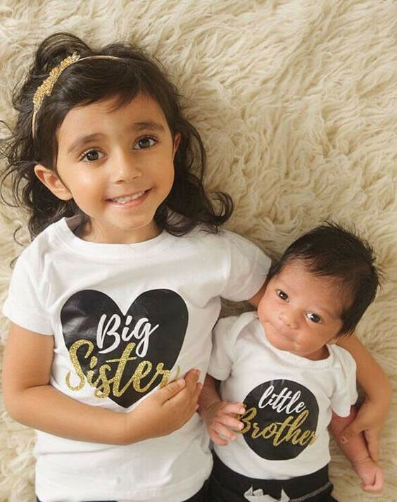 Tweeling Kleding Little Brother Kids Baby Boy Romper Bodysuit Grote Zus T-shirt Tops Een Stuk Kids Outfits Voor Kinderen Zomer