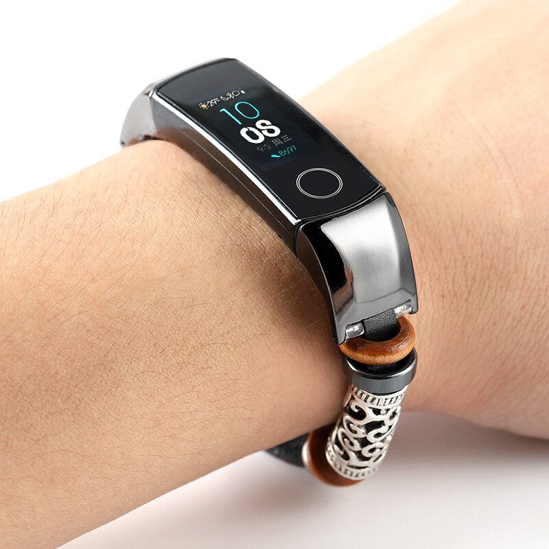 Pulsera de cuero para HONOR Band 5 4 Correa Metal acero inoxidable decoración para HUAWEI HONOR Band 5 Correa pulseras Accesorios: 7774 / For HONOR BAND 4