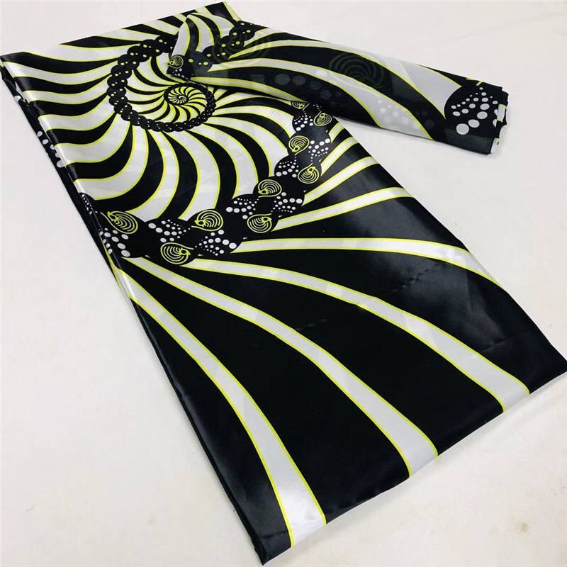 Imitated Satin Silk Wax Materials Soft Nigerian Silk Chiffon Fabric African Fabric Ankara Wax Prints Fabric 4+2 yards: 8