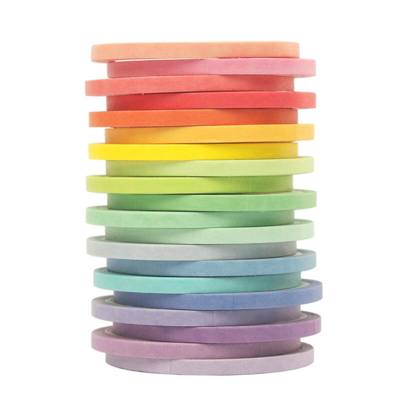 20 Rolls Set Solid Slim Washi Tape Regenboog Zelfklevende Masking Tape Voor Scrapbooking Diy Stationaire Kerstcadeau Decoratie: 7.5mm