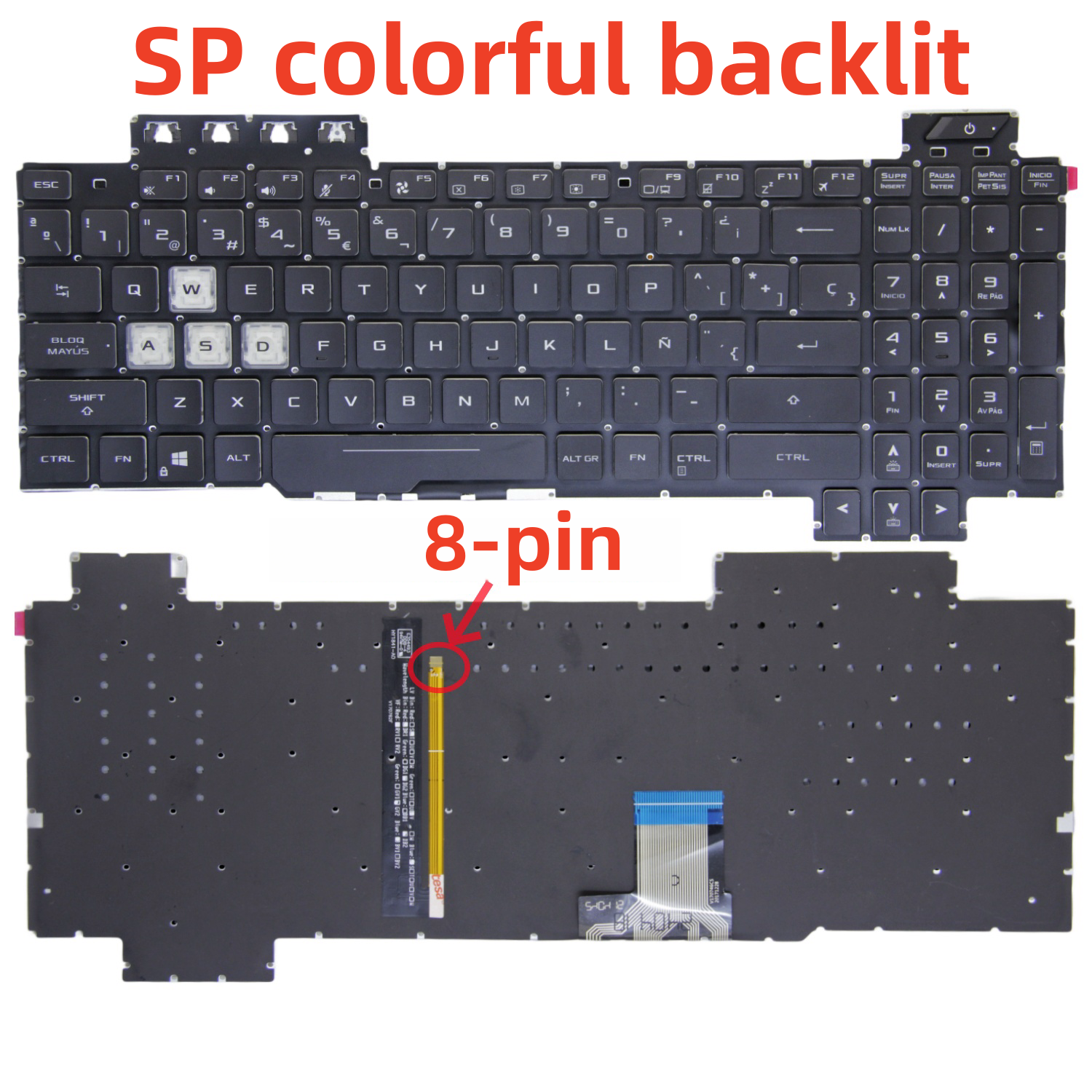 100 % neue uns/SP/RU-Tastatur für Asus Tuf FX80 FX86 FX95 FX505 FX504 FX705 ZX80G FZ80 FX80G GL703G Englische Laptop-Tastatur mit Hintergrundbeleuchtung: Kaffee