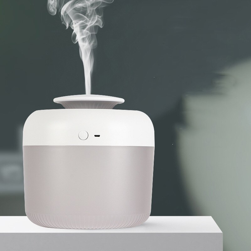 2.4l luftfugter usb aroma diffuser stor kapacitet humidificador hjemmekontor tåge maker med led natlys: Hvid