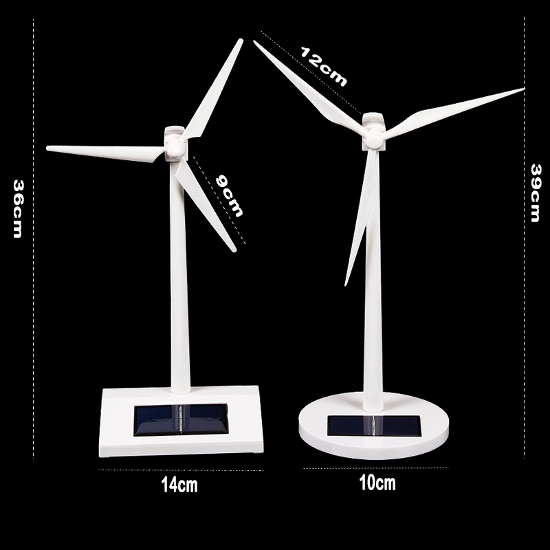 Solar Windmill Model Toys Plastic Assembled Model 3D Puzzle Solar Powered Rotating Base Desktop Model-Solar Powered Windmills