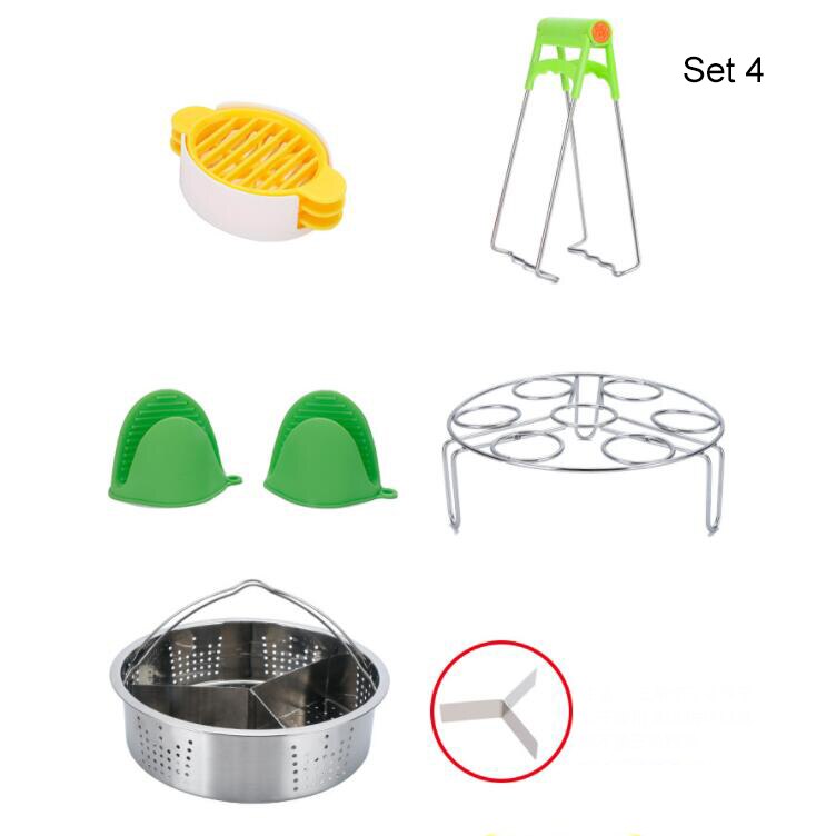 Tillbehör för omedelbar pottuppsättning vegetabilisk ångkorg äggkokare rack non-stick springform pan skål maträtt klipp köksredskap: Mörk khaki