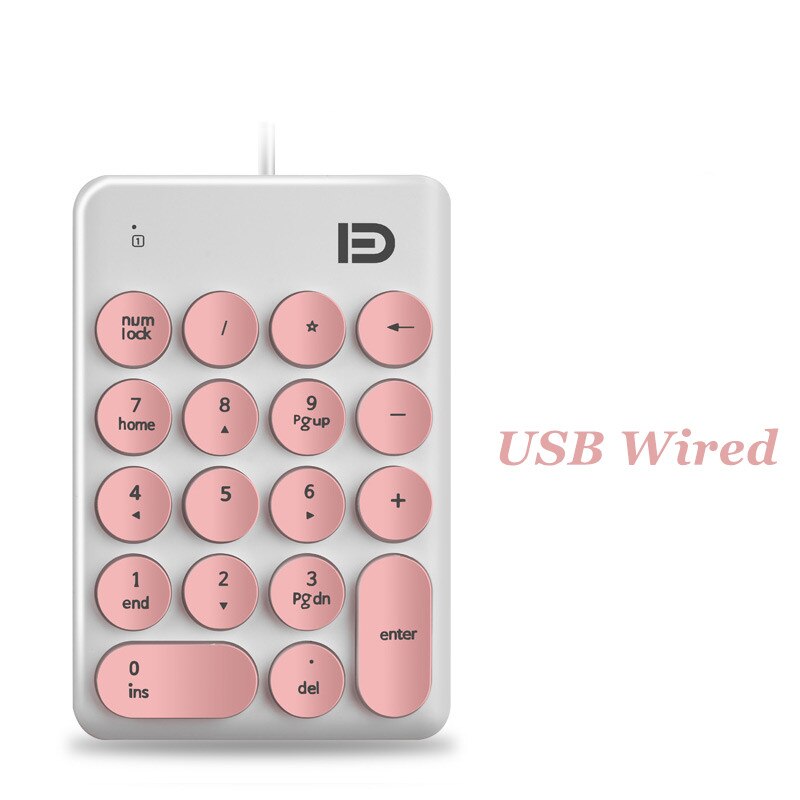 Wireless Number Keypad Accounting Keyboard ireless Digital Keyboard USB Number Pad 18 Keys Mini Numeric Keypad For Laptop PC: USB Wired Pink