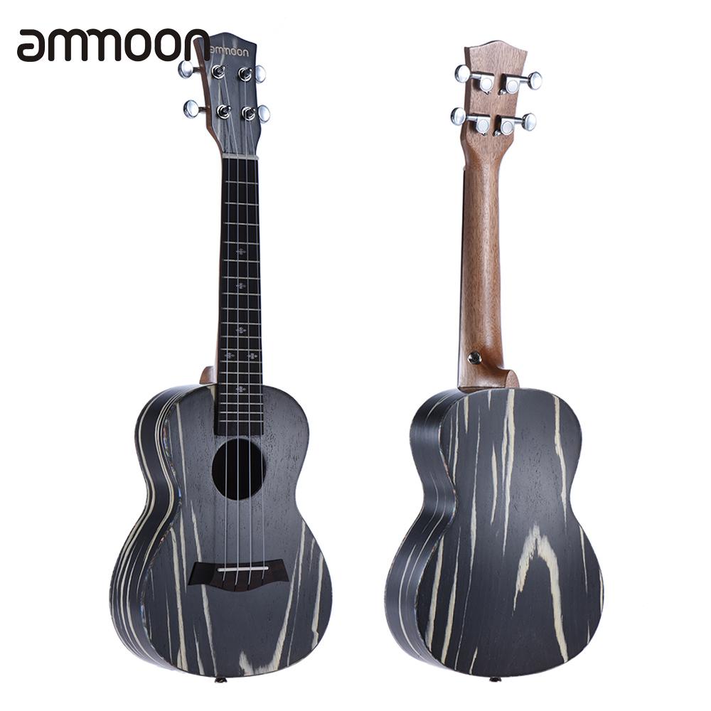 ammoon 24&quot; Wooden Acoustic Soprano Ukulele Ukelele Uke18 Frets 4 Strings Okoume Neck Rosewood Fretboard