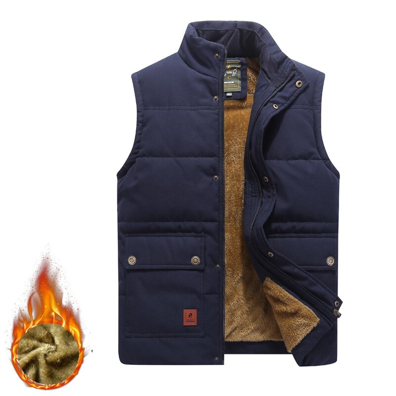 L-5XL Wandelen Vest Mannen Winter Jas Trekking Outdoor Vissen Jas Warme Jas Jeep Vest Jas Fleece Army Green Vest: Blauw / 4XL