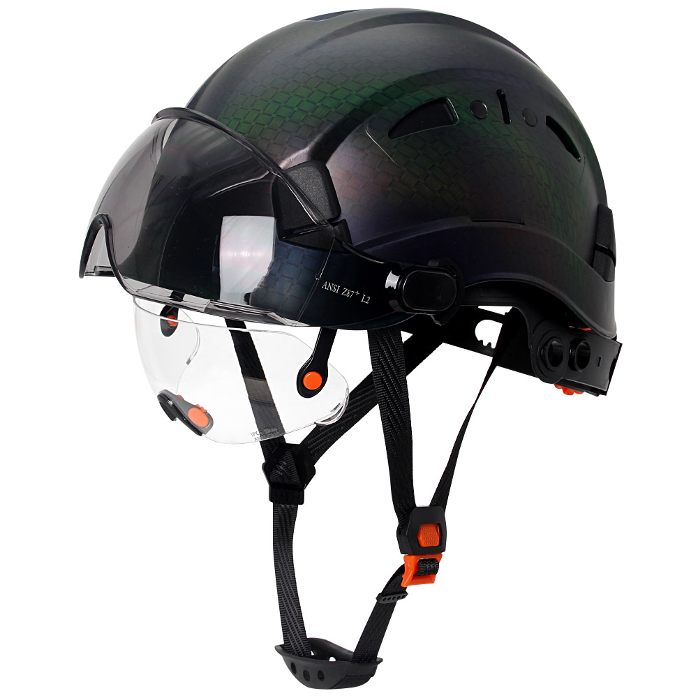 Construction Safety Helmet With Goggles Visor ABS Hard Hat Light ANSI Industrial Work Head Protection Rescue CR08