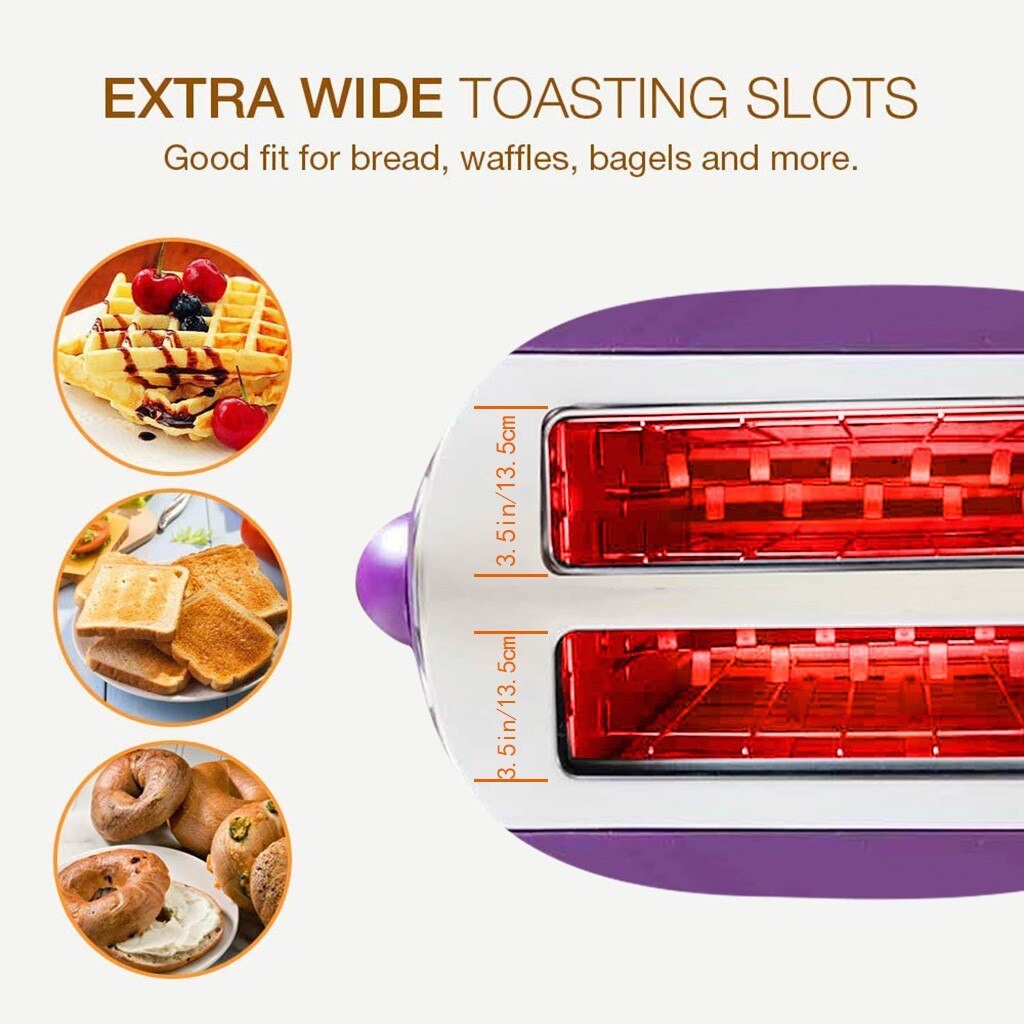 2 Slice Extra Wide Slot Stainless Steel Electric Toaster Household Automatic Bread Baking Maker Toast Sandwich Grill Oven #4