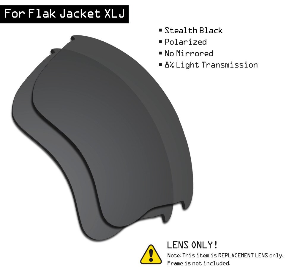 Smartvlt polarizado óculos de sol lentes de substituição para oakley flak jacket xlj-stealth preto