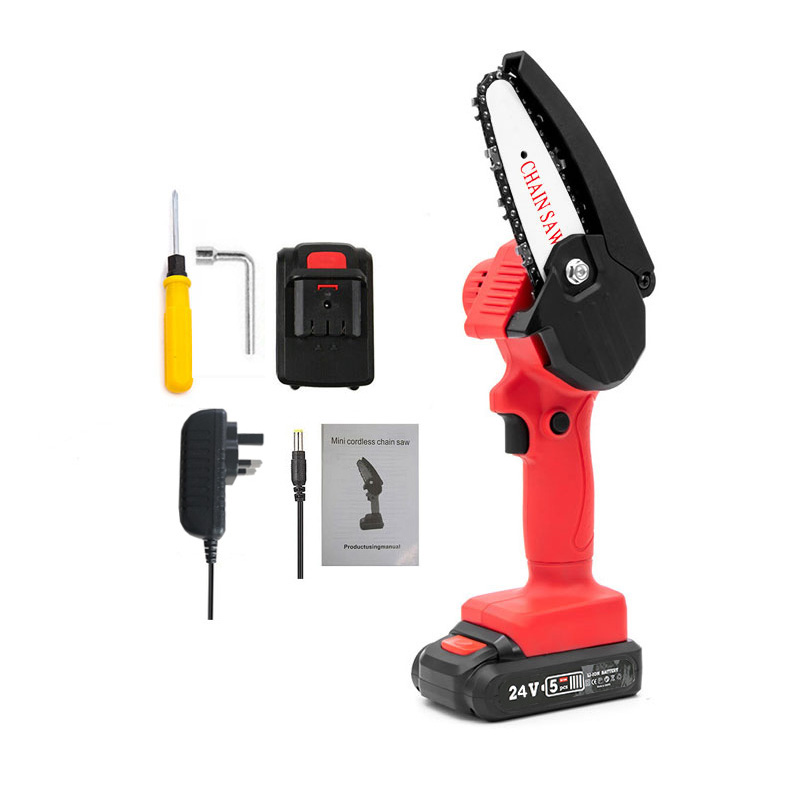 Magnitt Elektrische Kettingzaag 24V 4Inch Verwijderbare Snoeizaag Draagbare Houtbewerking Elektrische Mini Kettingzaag Hout Cutter Elektrische Zagen: red 1 battery UK