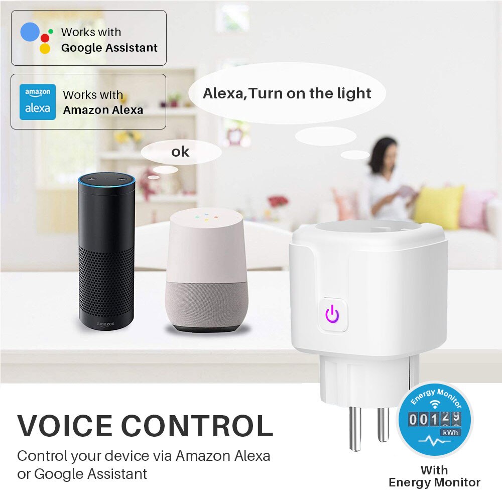 Wifi Smart Plug Socket Eu 16A Power Monitor Timing Functie Smart Leven App Controle Werk Met Alexa Google Assistent 100-240V