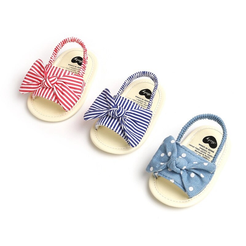 Baby jentesandaler søt sløyfe pustende anti-skli sommersandaler småbarn myke såler first walkers sko 0-18m детская обу