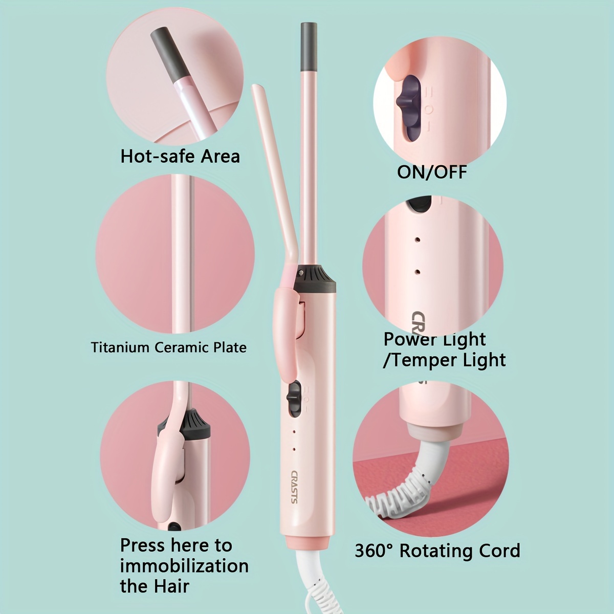 Ulllocktång för män och kvinnor, ultrafin locktång för kort hår, liten mini 9mm , fluffig ulllocktång, elektrisk permanent