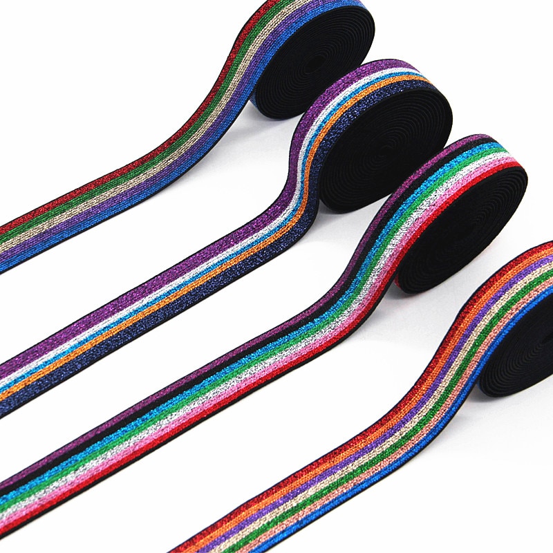 Rainbow Stamping Elastic Bands 2.5cm Rubber Ribbon... – Vicedeal