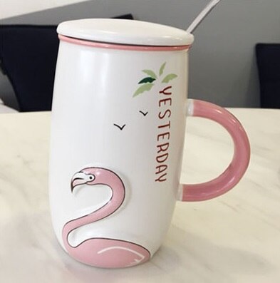 Oussirro flamingo kuvio luonnollinen marmori posliini kahvimuki teetä maito kuppi hääpäivä: C