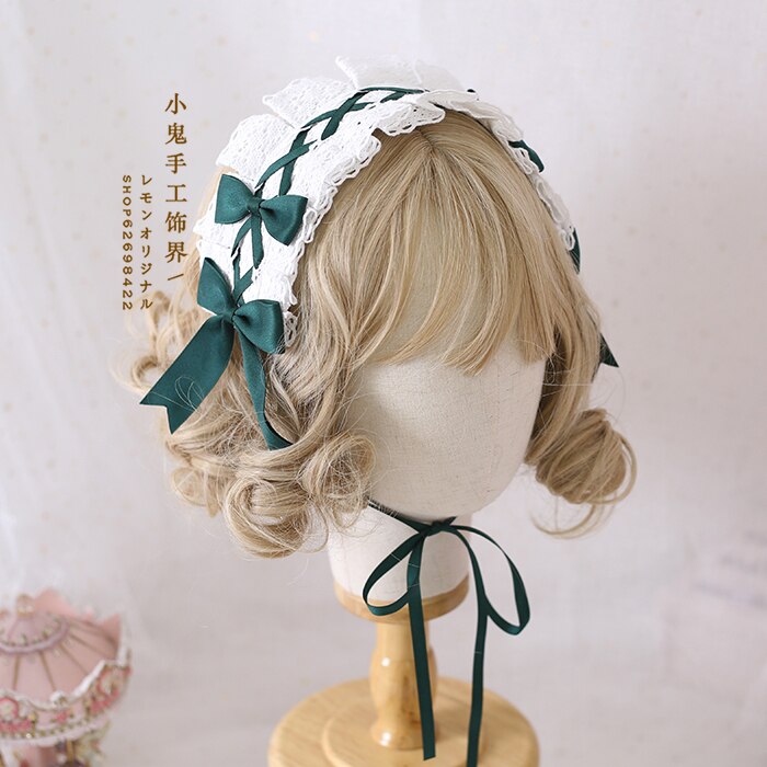 Mignon bébé dentelle nœud papillon Lolita bandeau cheveux multicolore pince à cheveux japonais doux soeur KC bandeau cheveux accessoires Cosplay: 04
