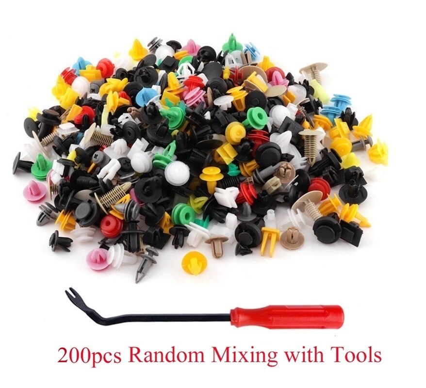 1000 Pcs 30 kinds Universal Mixed Auto Fastener Car Bumper Clips Retainer Car Fastener Rivet Door Panel Liner for All Car: 200PCS With tool