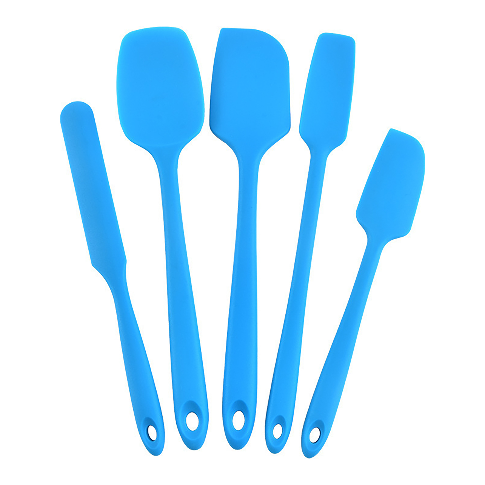 5set Easy Clean Cooking Utensil Home Kitchen Silicone Spatula Set Dishwasher Safe Cookware Restaurant Portable Anti Slip Spoon: Blue