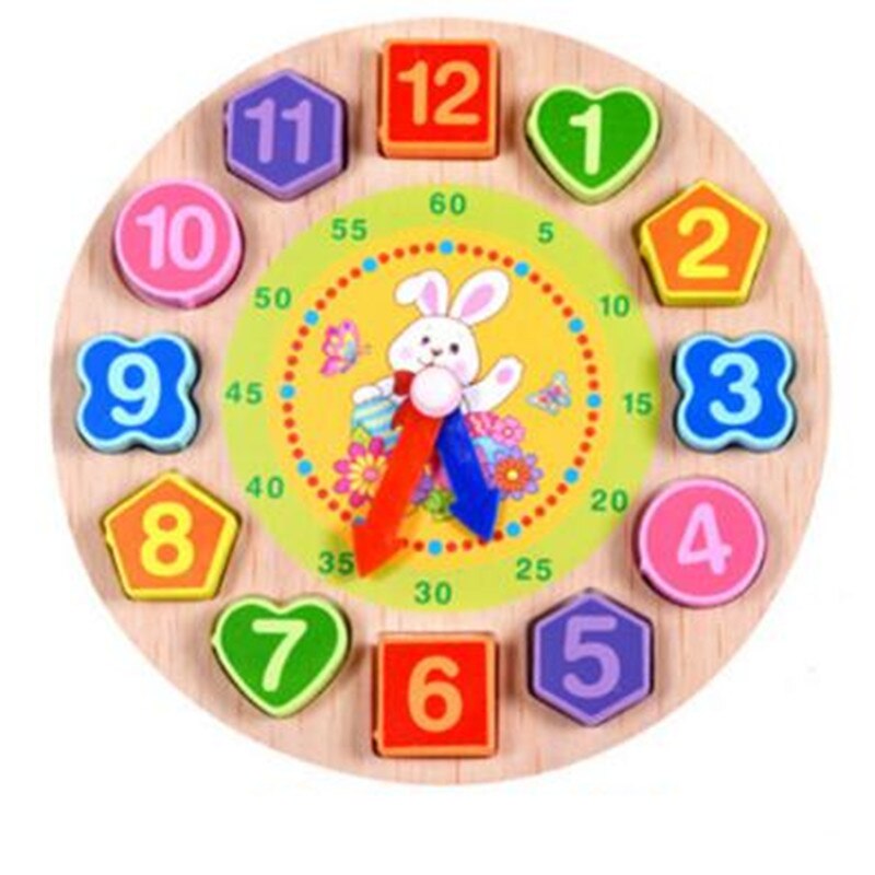 Montessori Giocattolo Animale Del Fumetto Educativo di Legno In Rilievo Orologio Digitale Puzzle Divertente Gadget Della Novità Giocattolo Interessante Per I Bambini: rabbit