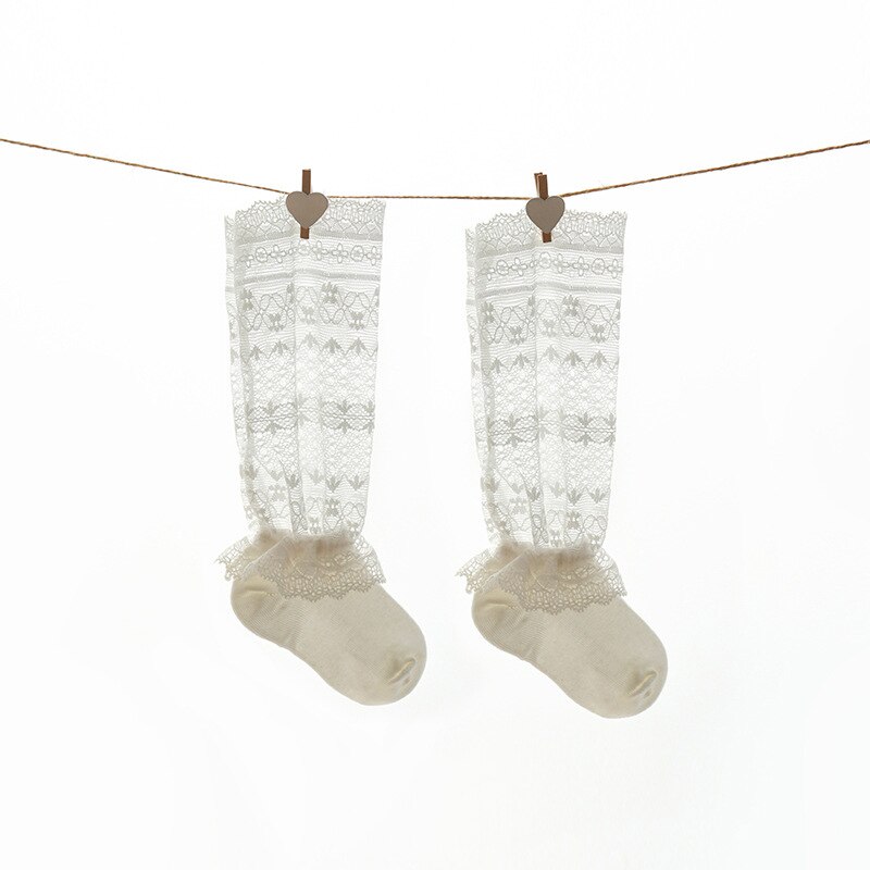 Balleenshiny Sommer Baby Anti-moskito Spitze Baby Socken Dünne Abschnitt Gittergewebe Atmungs Gekämmte Baumwolle freundlicher Mädchen Lange Rohr Knie socken: 5 / 8x18cm Pro 0-6Monat