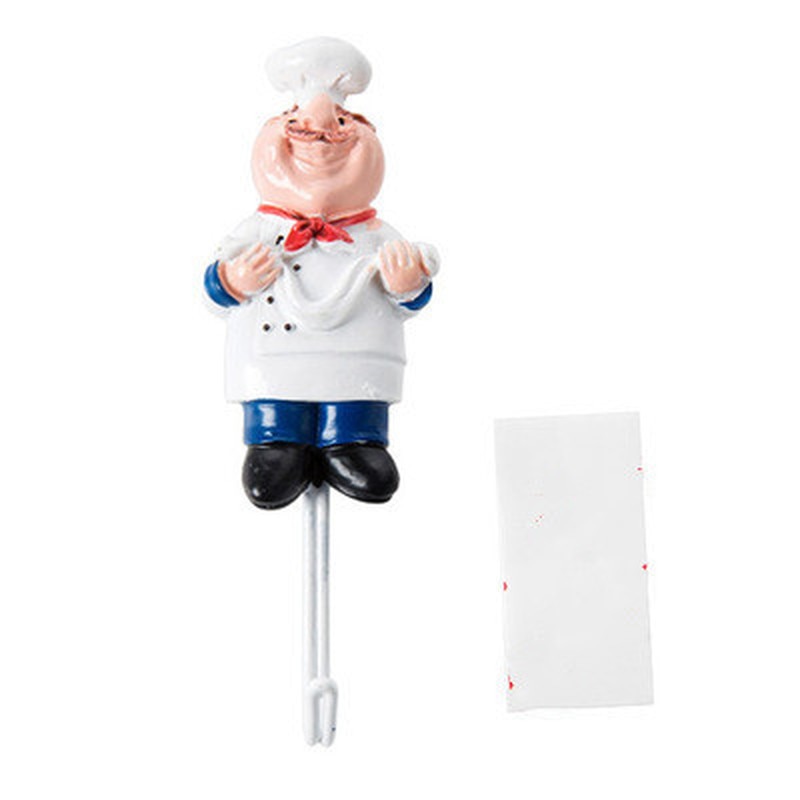 Oikabio Lot de 4 Mur Figurine de Chef Français en Résine Cintre Crochet de Rack Mural de Cuisinier (Style Assorti