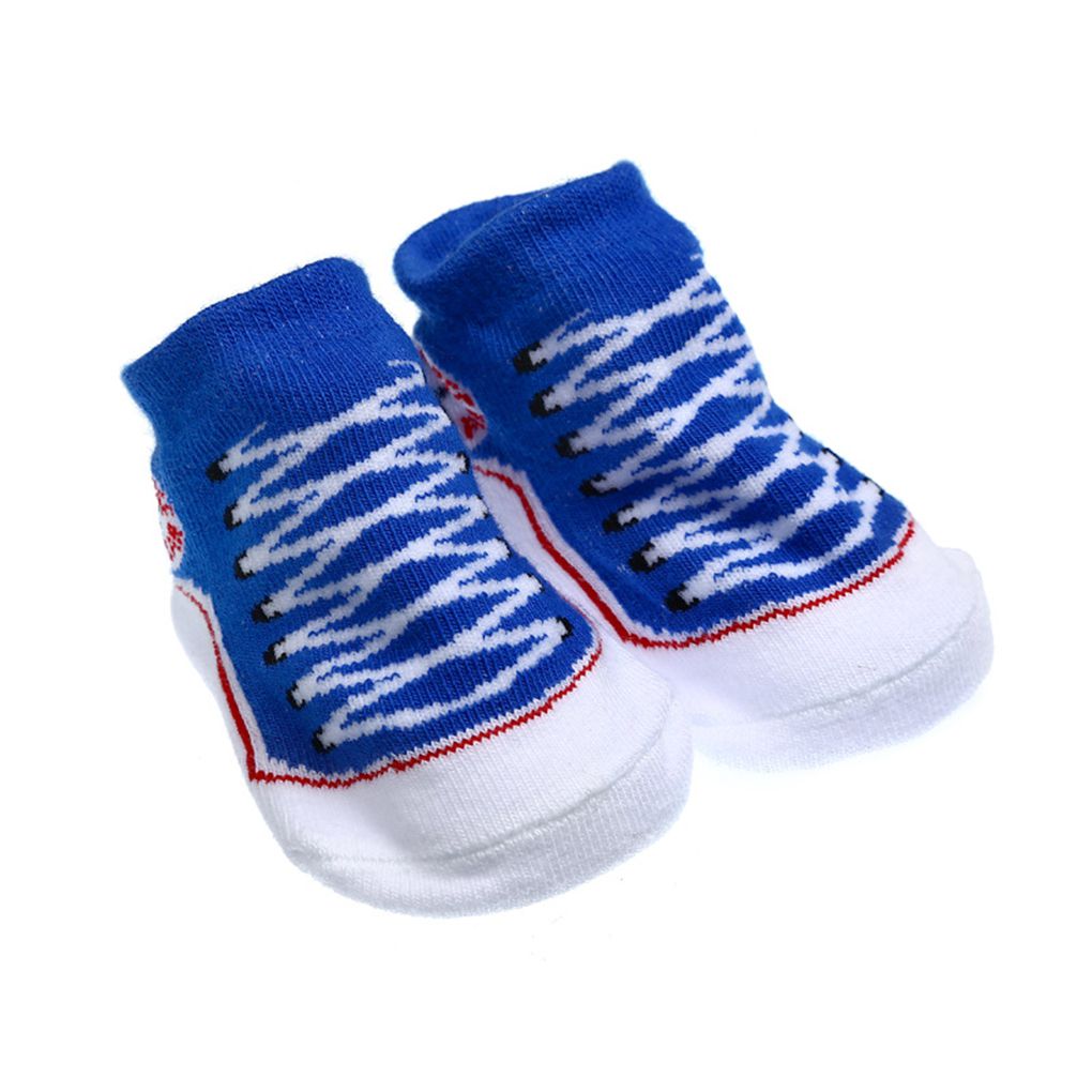 7 Colors 1 Pair Anti Slip Cotton Socks Shoes Slippers Socks for 0-6 Month Newborn Baby Boy Girls: deep blue