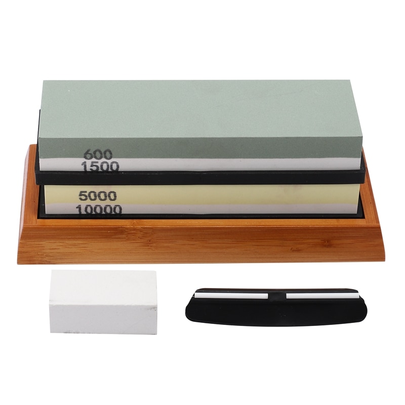 Bryne 5000/10000+600/1500 knivslipestein beste knivslipesett med vinkelguide, flatestein