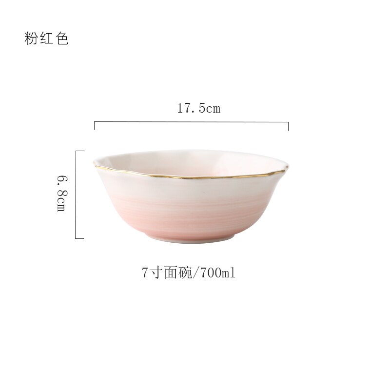 European Style Gold Rim Spot Ceramic Plate Rice Dish Fish Dish Steak Dish Western Dish Dessert Plate Tableware Set Decoration: big bowl blue