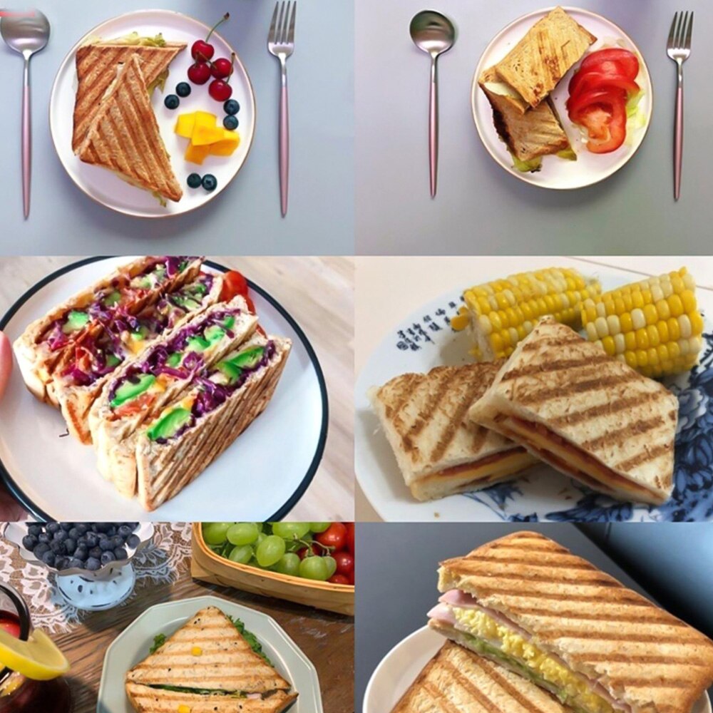 Double-Sided Sandwich Pan Non-Stick Foldable Grill Frying Pan For Bread Toast Breakfast Machine Pancake For Kitchen Supplies