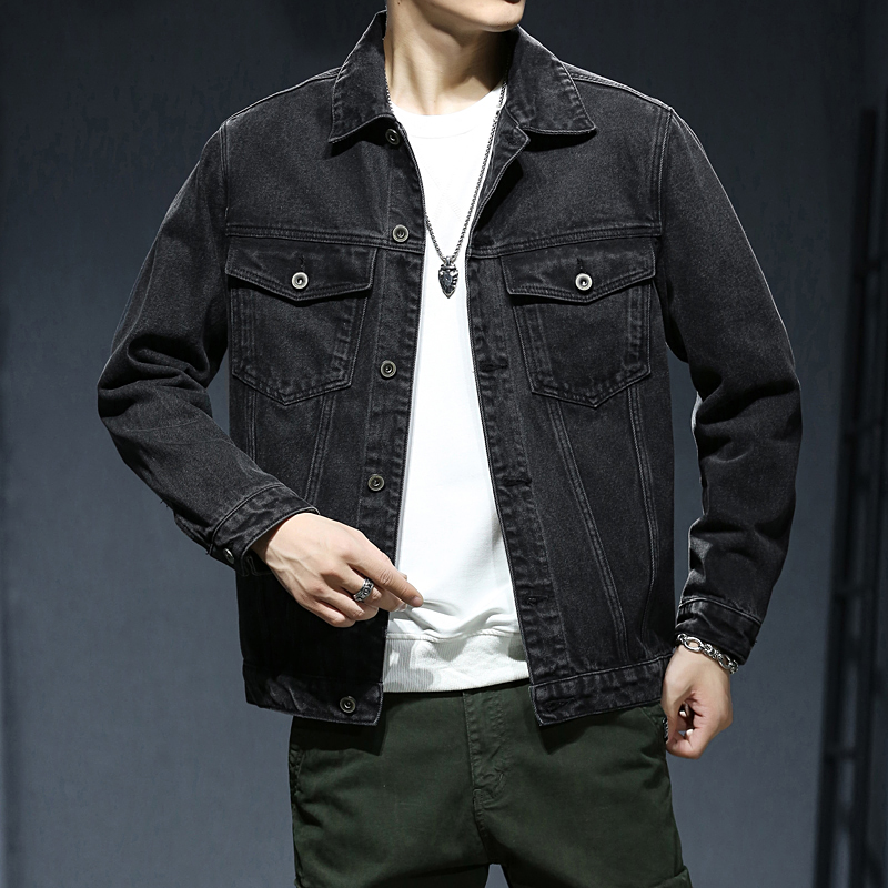 Chaqueta vaquera negra de S-7XL para hombre, abrigo informal holgado de gran tamaño, coreana, Hip Hop, ropa de de tendencia juvenil, primavera y otoño