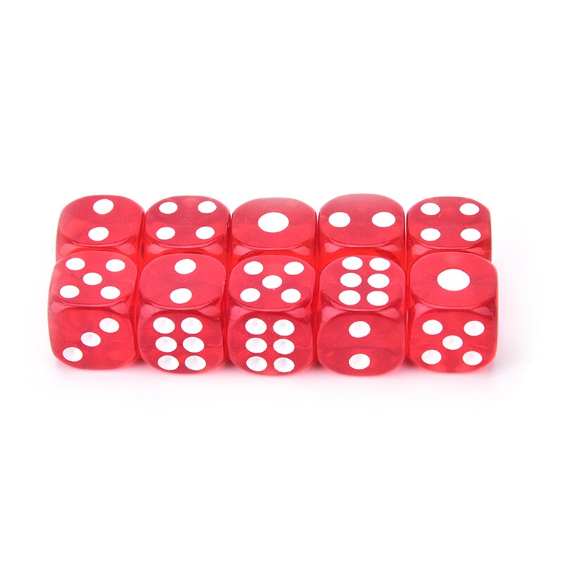 10 stycken 6/4 sidors pokertärningar för kasinopokerkortspel: Vinröd