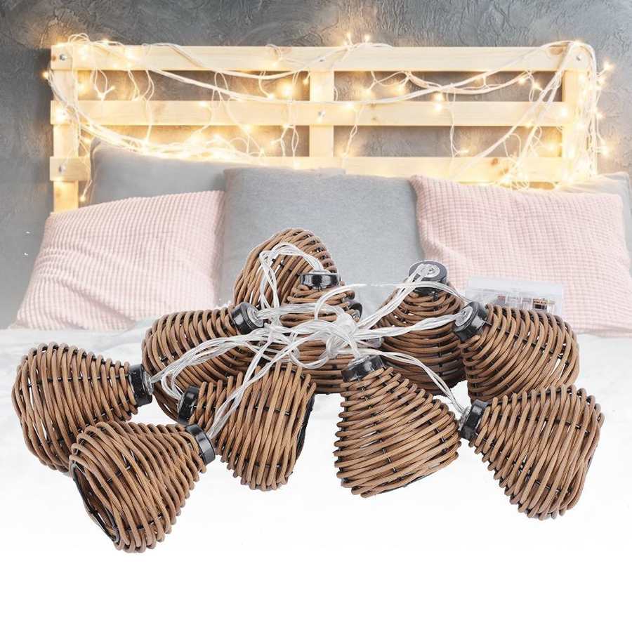 10Pcs Rattan Lamps String Lights LED Rattan Balls Fairy Lights Wedding Home Decoration Window Blinds