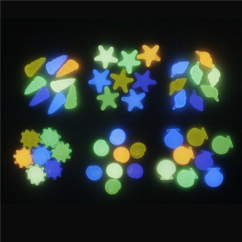 80 PCS Luminous Artificial Stones Glow in the Dark Starfish Shell Pebbles Garden Pathway Decoration Noctilucent Pebbles For Yard
