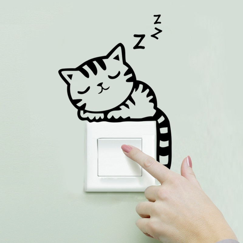 Kat slapen muurstickers Switch sticker Een woonkamer Slaapkamer Muurstickers wallpaper