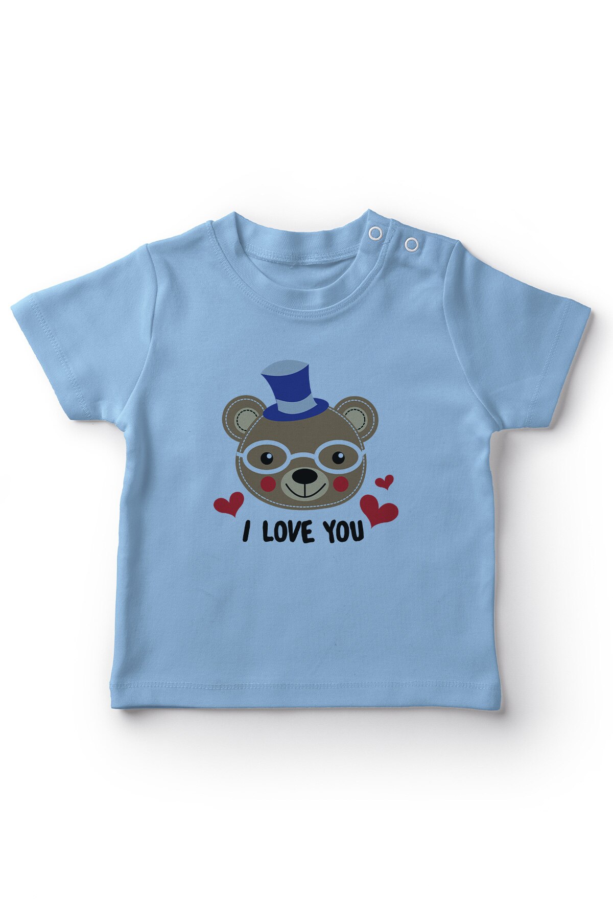 Camiseta azul de Angemiel para bebé con oso y gafas