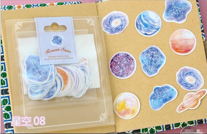 Special Price! 65-70 Pieces / More Romantic Mini Paper Sticker Bag Diy Diary Planner Decorative Map Scrapbook Kawaii Stationery: Blue