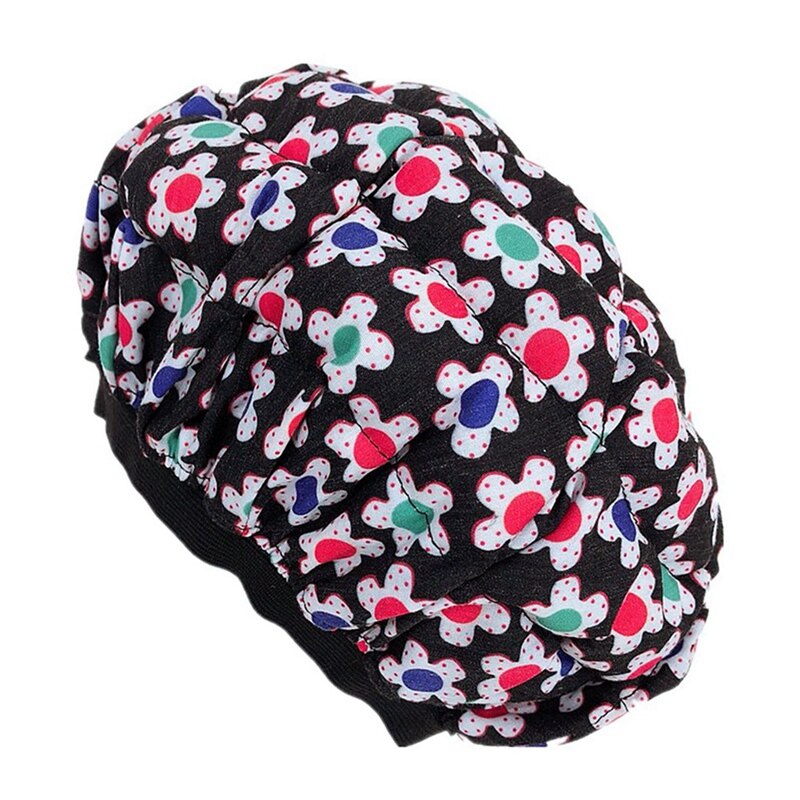 2 unidades de gorro de calor para acondicionamiento profundo, gorro de calor microlavable para cabello de acondicionamiento profundo, seguridad para el cabello de SPA-Color Floral y negro