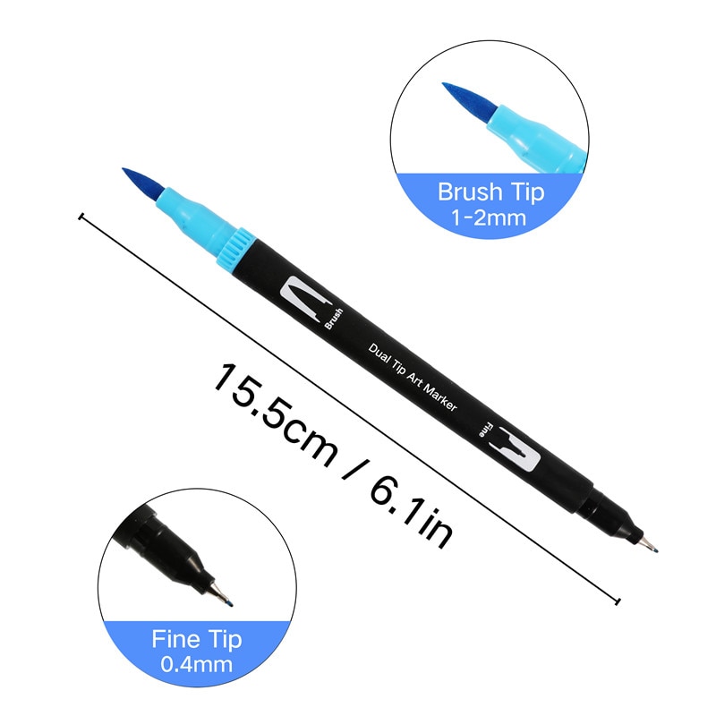 12/48/72/100 Colors FineLiner Art Marker Pens Dual Tip Manga Drawing Painting Watercolor Brush Pen School Supplies Markers 04350
