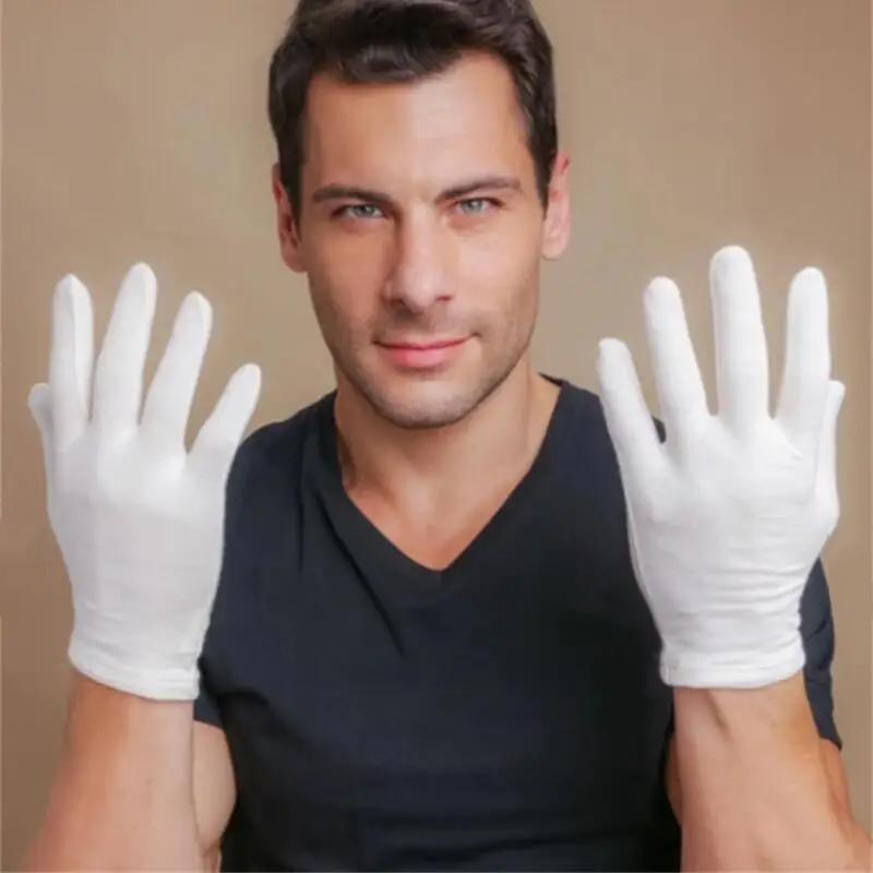 Gants de travail en coton blanc, 12 paires, mains sèches, Film de manipulation cérémonie, bijoux, gants d'inspection en argent, outils de nettoyage ménager