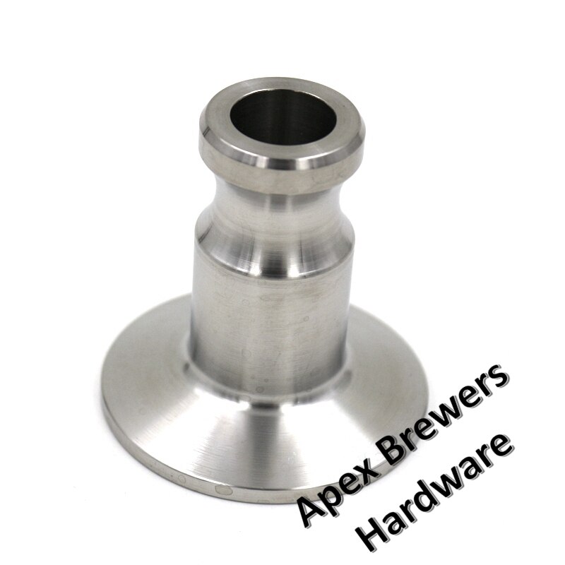 Male Camlock to Tri Clover Adapter, 1/2" Cam x 1.5"TC, SS04, High Flow Fitting, Brewer Hardware,