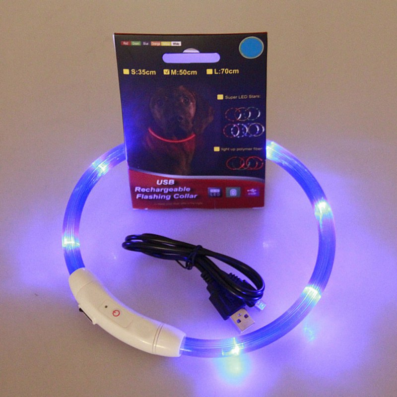 Oplaadbare USB LED Knipperlicht Band Riem Veiligheid Pet Dog Collar