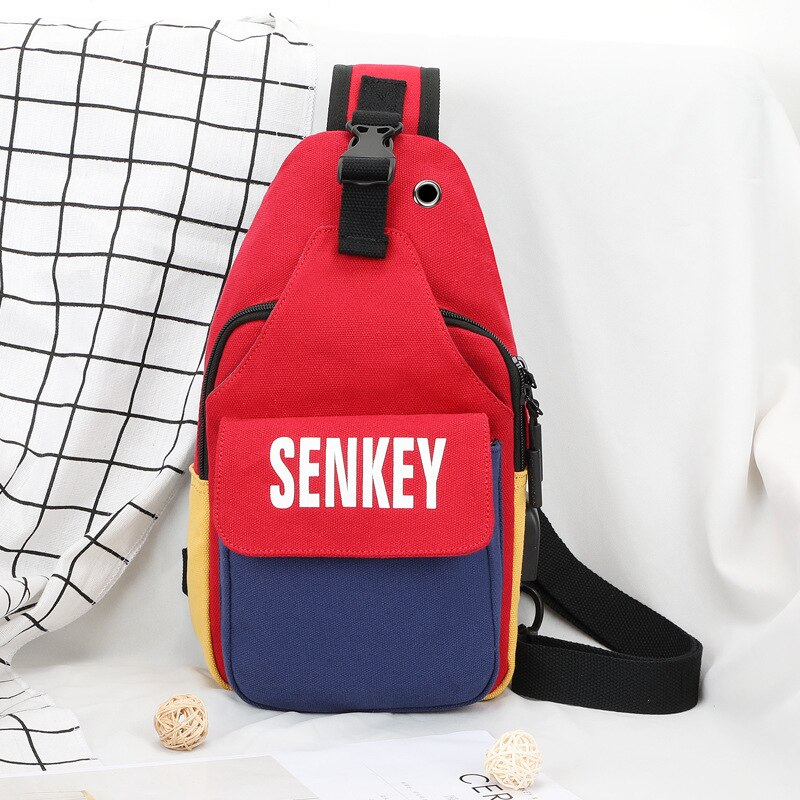 Boshikang USB Ladung Männer der frauen Schlinge Tasche Brust Packts Taille Tasche Hüfte hüpfen Crossbody Reise Brust Tasche Weibliche: rot Blau