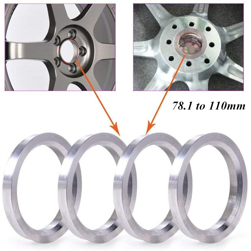 4pc Wheel Hub Centric Rings 110 to 78.1 OD 110mm ID 78.1mm - Aluminium Alloy Wheel Hubrings 78.1 to 110