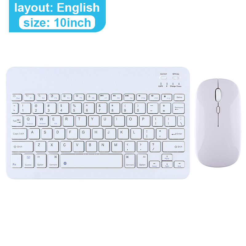 Ipad Drahtlose Tastatur Bluetooth Tastatur Und Maus Spanisch Russische Mini Tastaturen Android Tastatur Für Tablet Telefon Ipad Pro 12: White English Set