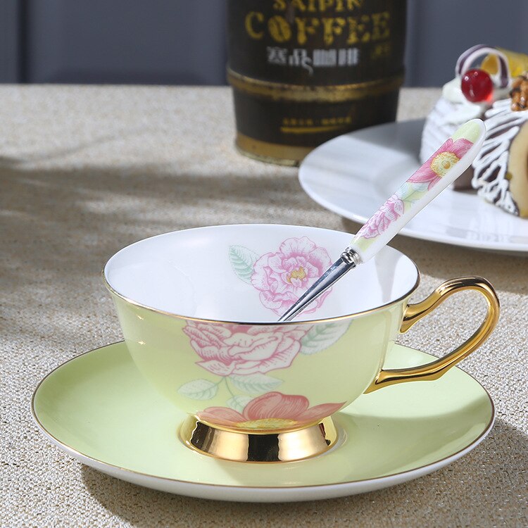 European style fruit flower tea cup household ceramic cup flower tea cup English afternoon tea tea set tea cup set coffee cup: 4