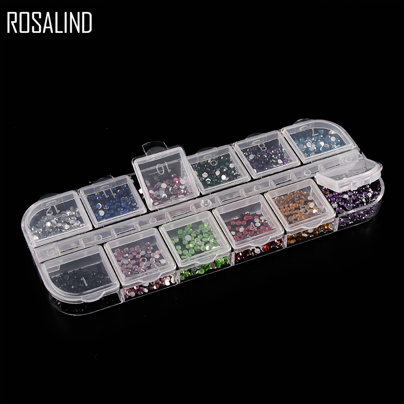 ROSALIND 1.5mm 12 Kleuren Nail Decoratie Ronde Box Steentjes Shinny Nail Art Decoraties